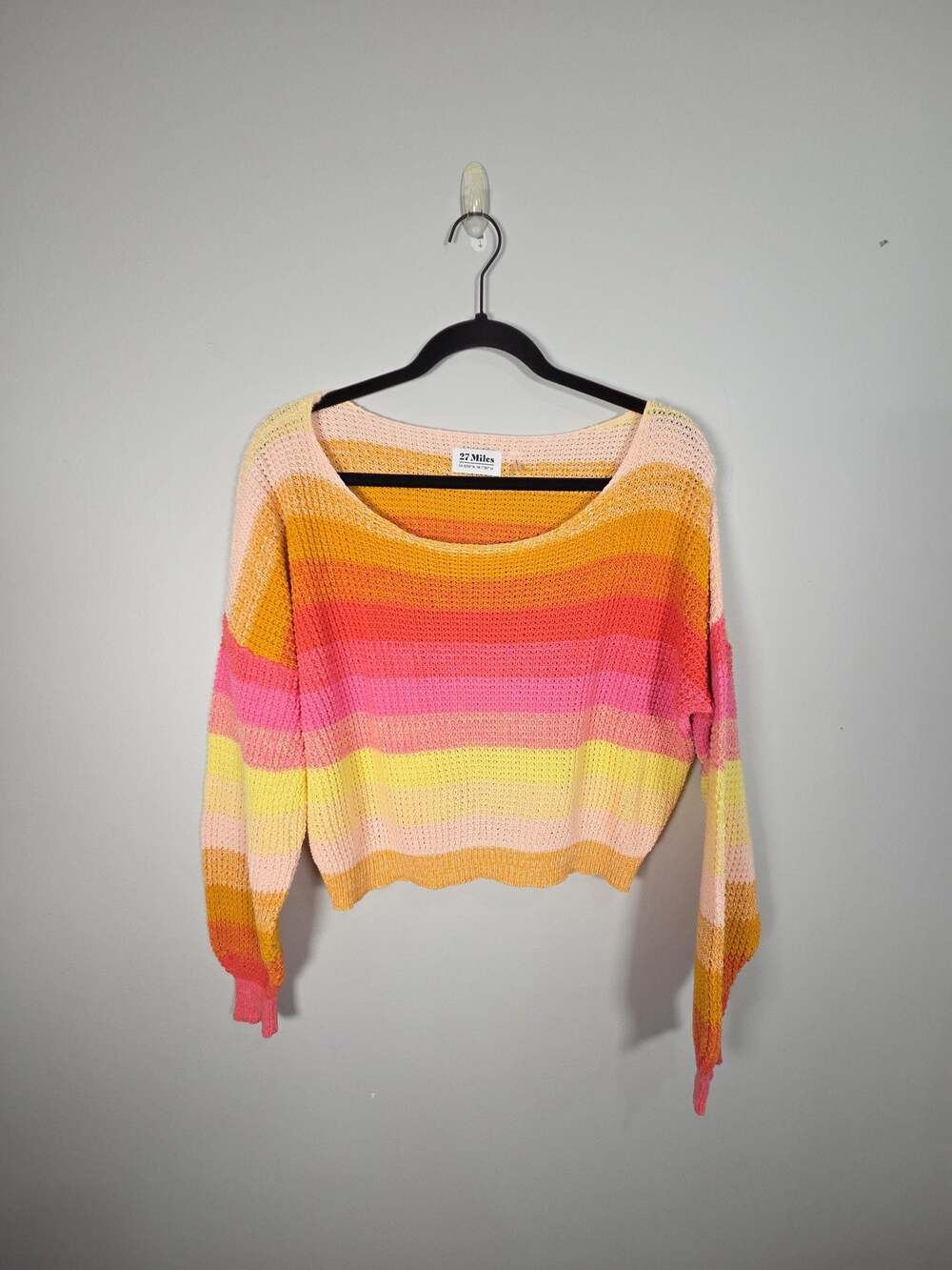 27 Miles Kehlani Sunrise Striped Cropped Knit Sweater